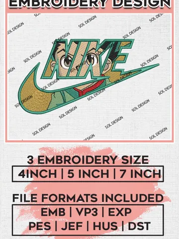 Gon Freecss Nike Embroidery Designs, Gon Anime Character Embroidery Files, Hunter x Hunter Machine Embroidery Pattern, Digital Download EMB_ANIME_176 $6.99