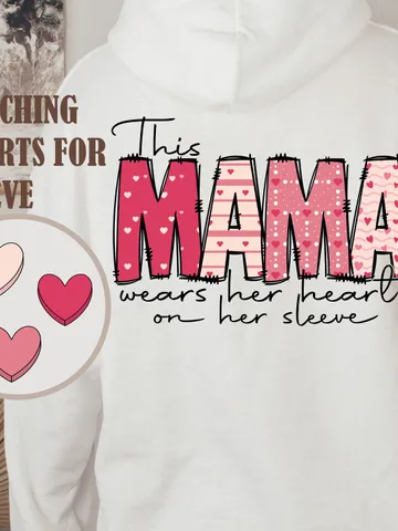 This Mama Wears Her Heart on Her Sleeve Valentines png, Valentines Sublimation, Candy Hearts png, Mama Sublimation, trendy vday tshirt png $3.34