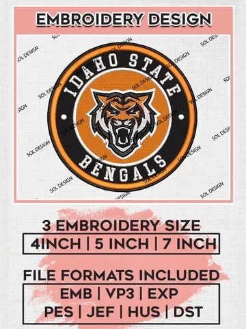 NCAA Idaho State Bengals Round Logo Embroidery, NCAA Idaho State Bengals Logo Embroidery files, NCAA Teams, Machine embroidery designs, Digital Download $6.99