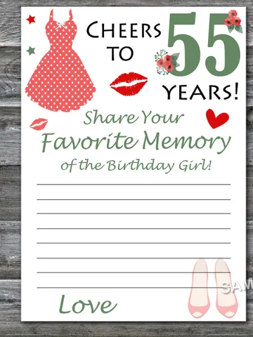 55th Birthday Favorite Memory of the Birthday Girl,Adult Birthday party game-fun games for her-Instant download $1.50