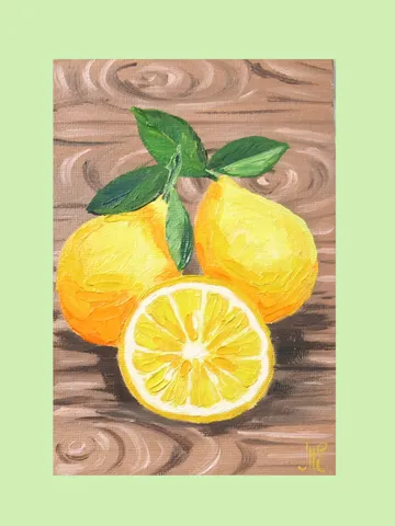 Oil Painting of a Lemon - Realistic Still Life with Citrus Fruit $25.00