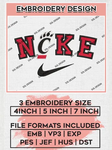 Nike Cincinnati Bearcats Machine Embroidery Design, NCAA Cincinnati Bearcats Embroidery Design Design files, NCAA Embroidery Designs, NCAA Machine Embroidery Designs, Digital Download $6.99