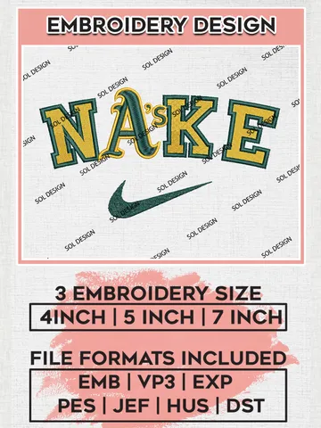 Nik.e Oakland Athletics Team Logo Embroidery Design, MLB Team Embroidery files, Oakland Athletics Baseball Team, MLB Athletics Team, Digital Download $6.99