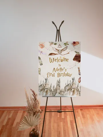 The Chosen One Birthday Party; Welcome Banner Wizard Birthday Party; Magic School 1st Birthday; Editable Wizarding World Welcome ; Wms12 $11.62