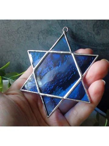 Star of David, Hanukkah, jewish star, Blue snowflake suncatcher, new year tree toy, seals of Solomon, star car hanger $30.00