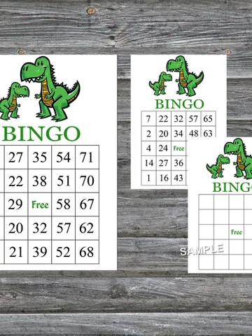 Dinosaur bingo cards,T-rex bingo game,Dinosaur printable bingo cards,60 Bingo Cards,INSTANT DOWNLOAD--327 $3.95