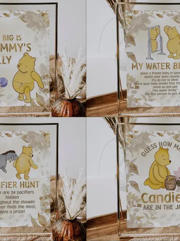 Winnie the Pooh Baby Shower Signs; Winnie the Pooh Inspired; Printable Pooh Baby Shower Party Games; Honey Bear Shower Games; pooh1 $16.26