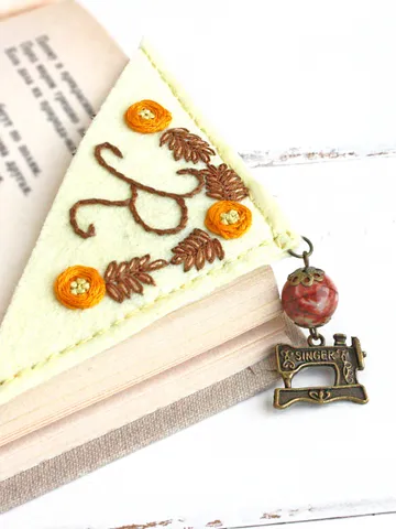 Personalized bookmark corner with initial Felt bookmark monogrammed Seamstress gifts for her Yellow flower beaded bookmark gift for sewer $28.90