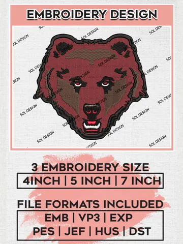 NCAA Brown Bears Mascot Logo Embroidery Designs, NCAA Logo Machine Embroidery Files, NCAA Brown Bears Logo, NCAA Embroidery Designs, Machine Embroidery Designs, Digital Download $6.99