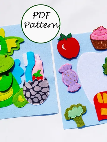 Clean teeth Dino's Quiet book Pattern pdf, Felt book pattern svg, Baby Soft book tutorial, Busy book sewing ideas for kids 2, 3, 4 year old $9.74