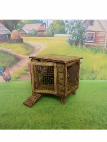 Coop for hens. Dollhouse. Puppet garden. Poultry farm.1:12 scale. $65.00