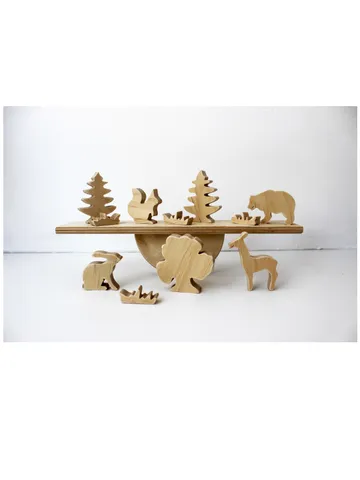 Wooden balance board puzzle - montessori baby toys, balancing animals stacking