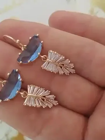 Gold Blue Art Deco Wedding Earrings For Bride, Boho Bridal Earrings, Chandelier Stetement Earrings, Teardrop Earrings, Blue Bridal Jewelry $94.00