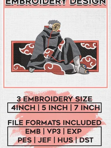 Naruto Obito Uchiha Embroidery Files, Naruto Character Emb Files, Akatsuki Cartoon Machine Embroidery Designs EMB_ANIME_253 $6.99