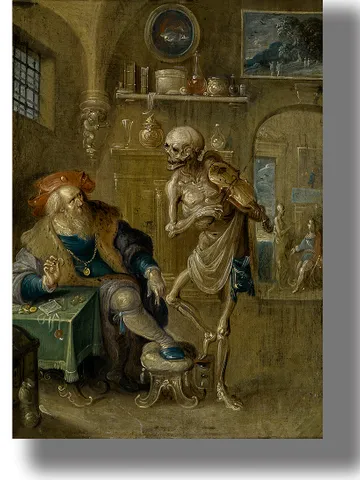 Death and the miser. Famous plot in the style of Remember Death. $21.00