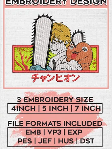 Denji vs Pochita Embroidery Design, Chainsaw Man Character Embroidery Files, Anime Embroidery Machine, Digital Download EMB_ANIME_211 $6.99
