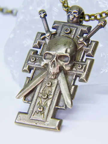 Solid Brass Ordo Xenos Insignia with Skull and Crossed Swords $68.00