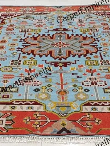 Exquisite Sky Blue Modern Oushak Hand Knotted Rug 4x6, 5x8, 6x9, 8x10, 9x12, 10x14 ft Handmade Rugs for Living Room-Antique Contemporary rug $567.80