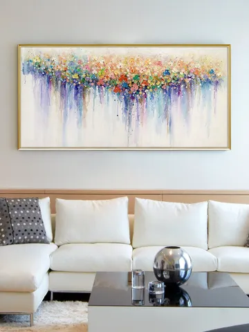 Colorful Flower Wall Art Flowers Painting on Canvas Origanal Boho Wall Decor Texture Wall Art Bright painting Large Wall Art Modern Art Gift $132.83