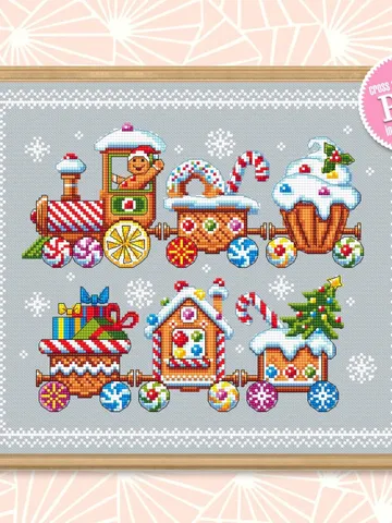 Christmas gingerbread cross stitch pattern download PDF Christmas train cross stitch, Holiday embroidery beginner Sweet Christmas candy #N80 $8.50