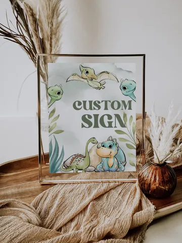 Editable Dinosaur First Birthday Custom Sign; Dinosaur theme Party; Boy Dinosaur Birthday Template Instant Download; di1 $12.78