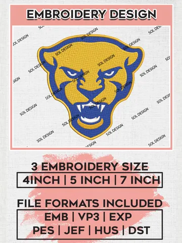 Pittsburgh Panthers Mascot Embroidery Designs, NCAA Logo Embroidery Files, NCAA Pittsburgh Panthers Logo, NCAA Embroidery Designs, Machine Embroidery Designs, Digital Download $6.99