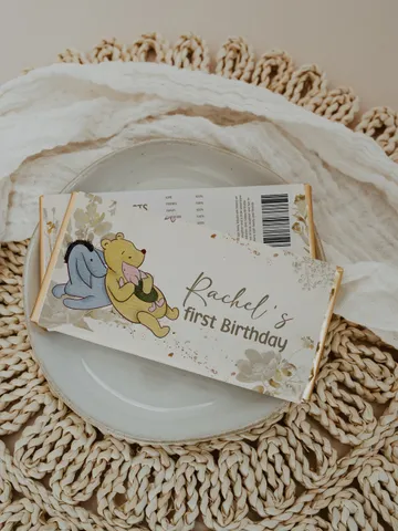 Winnie the Pooh Chocolate Wrapper; Winnie the Pooh 1st Birthday; Printable Chocolate Wrap;  Pooh Party Decoration;Chocolate Bar Wrapp flw12 $10.45
