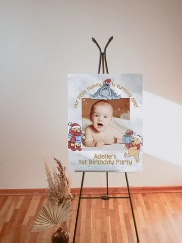 Editable Photoframe Board Hundred Acre Wood First Birthday party photoprop; Winnie the Pooh Party; Classic Pooh Party Birthday xpooh1 $11.62