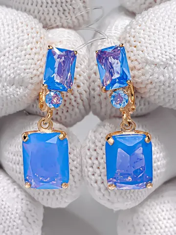 Earrings jewelry Silver gold plated 925 assay value with agate and blue cubic zirconia $145.00