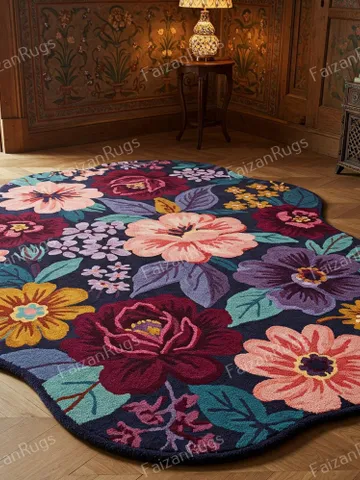 Irregular shape rug, Floral rug, 3x5,4x6,5x7,6x9,8x10,9x12,10x14, Handmade, area rug, custom rug, kids rug, home décor, kids rug. gift rug $233.00