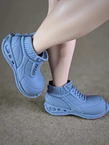 Gray lace-up boots for wide feet for 1/6 scale male dolls $12.00