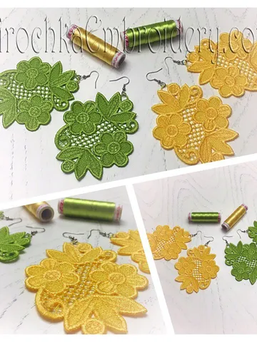 Lage Free Standing Lace Earrings machine embroidery design FSL pattern digital embroidery design jewerly embroidery motif $6.93