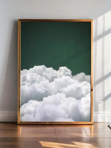 Emerald Green Cloud Wall Art Print, Bedroom Wall Decor Over the Bed Art, Above Bed Decor, Bedroom Decor, Abstract, Minimalist, Dark Green $2.46