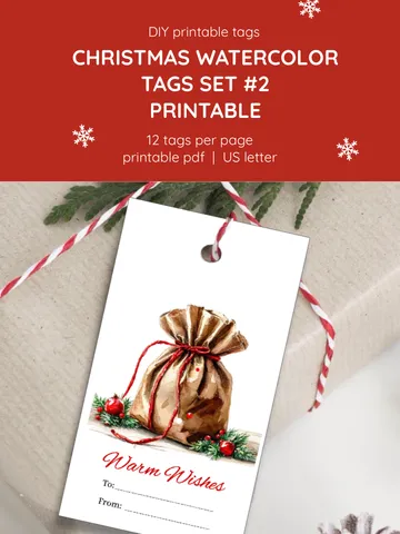 Traditional Watercolor Christmas Tags Printable. Classic Holiday Labels. Red & Green Christmas Gift Tags. Watercolor Printable Labels. Classic Christmas Gift Tags. Festive Watercolor Printable. Vintage Inspired Christmas Tags.