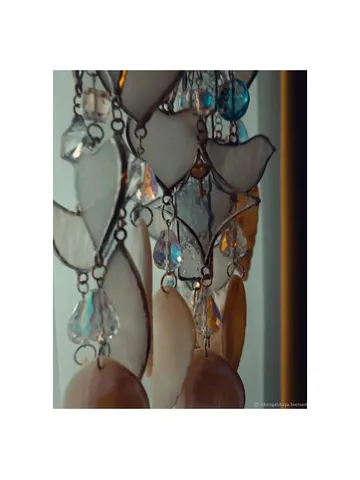 SNOWY Collection. Interior Garlands in Tiffany Stained Glass Technique, Snowy Series Tiffany Style Garlands, Winter-Inspired Stained Glass Garland, Snow Collection Glass Window Garland, Frosty Dream Tiffany Garland, Pearlescent Stained Glass Hanging