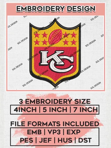 NFL Kansas City Chiefs Logo Embroidery Designs, NFL Chiefs , NFL Logo Embroidery Files, NFL Kansas City Chiefs Machine Embroidery Design, Digital Download $6.99