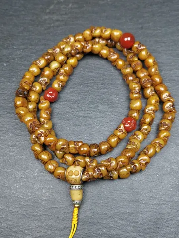 Gandhanra Old Tibetan Yak Bone Kapala Mala,108 Citipati Skull Shape Prayer Beads for Meditation and Prayer,16 Inches Length $289.99