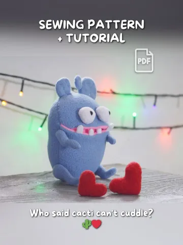 Fleece Plush Cactus PDF Pattern – Soft Toy with Heart & Spikes $11.00