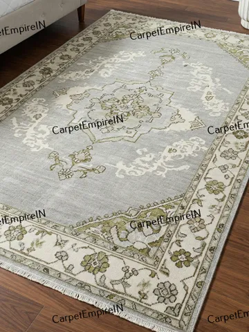 8x10 Gray and Green Modern Oushak Hand Knotted Rug 4x6,5x8,6x9,8x10,9x12,10x14 ft Handmade Rugs for Living Room-Antique Contemporary rug. $567.80