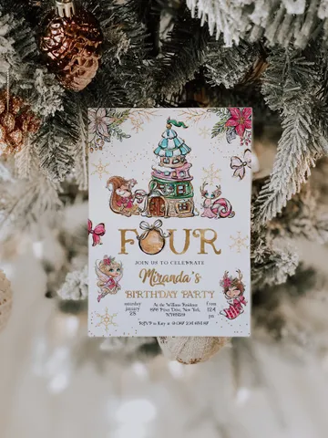 Christmas Pixie Birthday Invitation; Magical Fairy Invitation; Enchanted Fairy Birthday Party Invitation; Christmas Birthday any age; CF1 $12.78