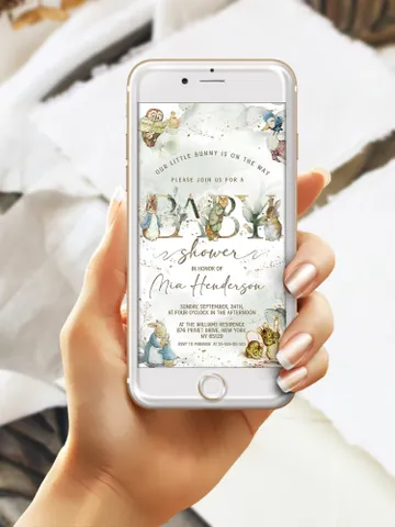 Classic Peter Rabbit Baby Shower Invitation; Neutral Baby Shower Template; Peter Rabbit Baby Shower Invite; pr4 $11.62