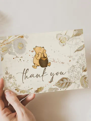 Editable Thank you card Winnie the Pooh; Winnie the Pooh 1st Birthday; Printable thank you cards; Winnie the PoohPooh Party Decoration; Wg4 $8.13