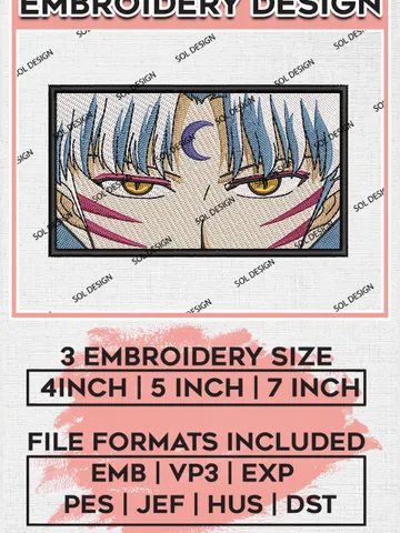 Sesshomaru Embroidery Designs, Sesshomaru Embroidery Files, InuYasha Machine Embroidery Pes Files, Digital Download EMB_ANIME_119 $6.99