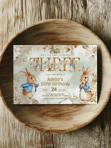 Editable and Printable Invitation template for 1st Baby Birthday party in Peter Rabbit style instant download and unlimited access pr888 $12.78