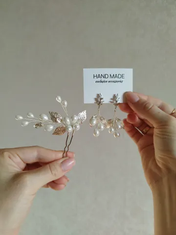 Set of 2 wedding accessories, wedding hair vine, bridal accessories, wedding earrings, bridal jewelry, hair pin $63.00