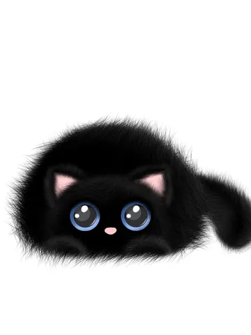 черный котенок клипарт, черный кот клипарт, черный кот с голубыми глазами, черный котенок png, черный кот png, пушистый png $1.00