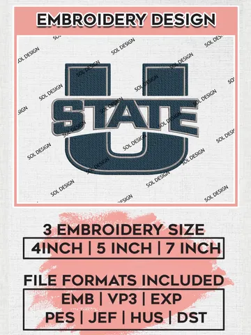 NCAA Utah State Team Logo Machine Embroidery Design, NCAA Utah State Aggies Team Design Design files, NCAA Team Embroidery Designs, NCAA Machine Embroidery Designs, Digital Download $6.99