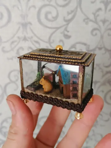 Terrarium with a hamster. Hamster cage. Puppet miniature.1:12 scale. $65.00