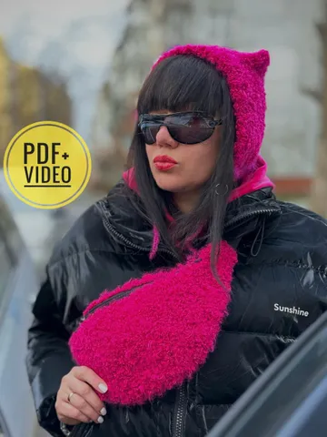 Crochet pattern women fur fanny pack PDF digital instant download and video tutorial, belt bag, crossbody purse, festival handbag, waist bag $6.00