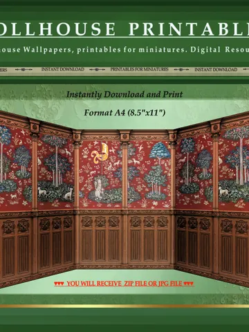 Wallpapers- Set 15-v1 | Printables for Dollhouses and Unique Miniature Projects | Digital Downloads | in Scale 1/12th $8.00